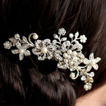 Bridal Wedding Flower Crystal Rhinestone Pearl Hair Clip Comb Pin Diamante Silver Hair Jewelry CA1T ELY