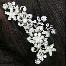 Bridal Wedding Flower Crystal Rhinestone Pearl Hair Clip Comb Pin Diamante Silver Hair Jewelry CA1T ELY