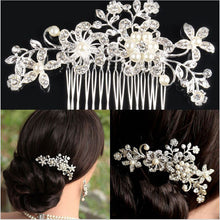 Bridal Wedding Flower Crystal Rhinestone Pearl Hair Clip Comb Pin Diamante Silver Hair Jewelry CA1T ELY