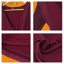 Bud Silk Lace Stitching T-Shirt Elegant V neck Long Sleeve Women Office Tops Ladies Casual Zip Women Top Blusa Tee ELY