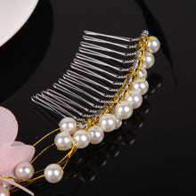 Bueaty Pink Silk Flowers With Pearls Tiara Comb Bride Headwear Wedding Bridal Hair Accessories Fine Jewelry with Hair Comb ELY