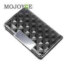 Business ID Credit Name Card Wallet Black Holder Case Unfold Style Hard Leather 1STL ELY