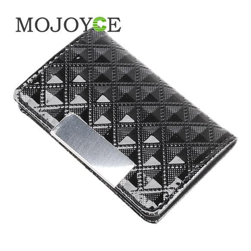 Business ID Credit Name Card Wallet Black Holder Case Unfold Style Hard Leather 1STL ELY