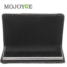 Business ID Credit Name Card Wallet Black Holder Case Unfold Style Hard Leather 1STL ELY