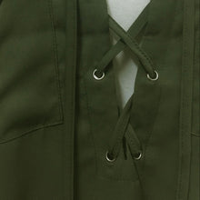 Bust Pocket V-Neck Women Blouses Bandage Lapel Long Sleeve Blouse Shirt Army Green Women Tops Chiffon Blusas Feminino 1STL ELY