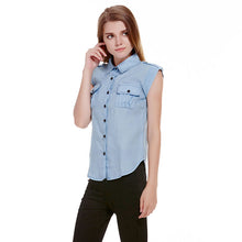Camisa Short Sleeve Denim Shirt Women Casual Jeans Shirts Blusa Denim Camisa Feminina Jeans Shirt Women Blouse blusas femininas ELY