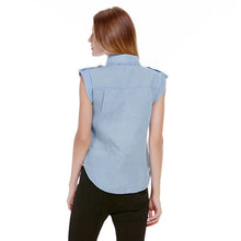 Camisa Short Sleeve Denim Shirt Women Casual Jeans Shirts Blusa Denim Camisa Feminina Jeans Shirt Women Blouse blusas femininas ELY