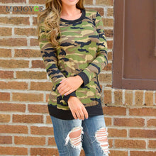 Camouflage Casual Shirt Women Long Sleeve Army Print Pocket Tee Shirt O neck Army T shirt Women Blusa camisas femininas ELY