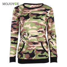 Camouflage Casual Shirt Women Long Sleeve Army Print Pocket Tee Shirt O neck Army T shirt Women Blusa camisas femininas ELY