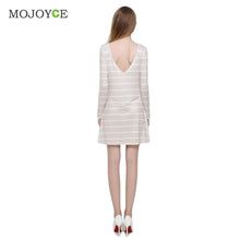 Casual Backless Striped Women Dress Long Sleeve A Line Dress Vestidos SMLXL Beige Dress vestido de festa 1STL ELY