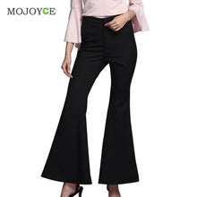 Casual Black Office Lady Pants Women's High Waist Wide Leg Pants Bell-bottoms Flare Pants Trouser ELY