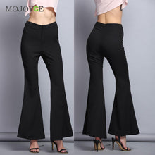 Casual Black Office Lady Pants Women's High Waist Wide Leg Pants Bell-bottoms Flare Pants Trouser ELY