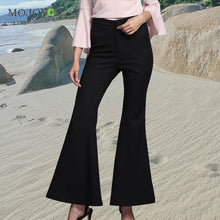Casual Black Office Lady Pants Women's High Waist Wide Leg Pants Bell-bottoms Flare Pants Trouser ELY