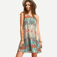 Casual Boho Mini Women Dress Strap Beach Dress Floral Print Tunic Sleeveless Short Chiffon Dress Vestido de renda 1STL ELY