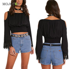 Casual Brief paragraph Lace Off Shoulder Shirt Women Short Women Blouses Women Tops Blusa 1STL ELY