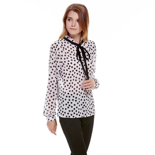 Casual Chiffon Women Blouse Long Sleeve Shirt Women Blusas femininas Women Tops Dot Print Blusa 1STL ELY
