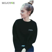 Casual Cotton Embroidered Letter Long Sleeve Sweatshirt Crop Top Black Grey Women Top Sweatshirt Women ELY