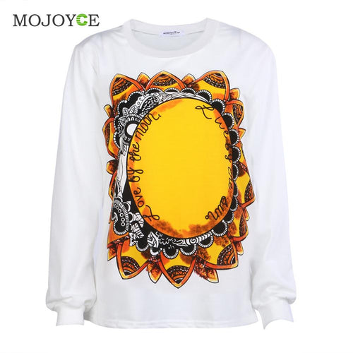 Casual Hoodies Women Long Sleeve Hoodie Sun Flower Print Graphic Sweatshirt Tracksuit Sweatshirt Women Moleton Feminina ELY