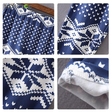 Casual Leaves Geometry Print Reindeer Fully Lined Leggings Women Girls Stretchy Vintage Slim Skinny Pencil Pants Plus Size S-XL ELY