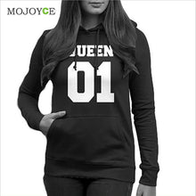 Casual Letter Print Hoodies Women Men Long Sleeve King Queen Printing Loose Sweartershirt Women Men Tops Black Hoodie 1STL ELY