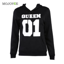 Casual Letter Print Hoodies Women Men Long Sleeve King Queen Printing Loose Sweartershirt Women Men Tops Black Hoodie 1STL ELY