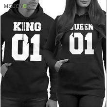 Casual Letter Print Hoodies Women Men Long Sleeve King Queen Printing Loose Sweartershirt Women Men Tops Black Hoodie 1STL ELY