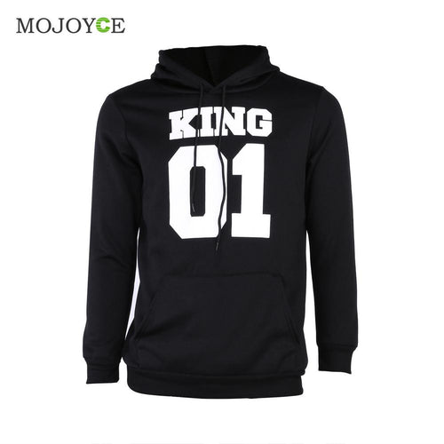 Casual Letter Print Hoodies Women Men Long Sleeve King Queen Printing Loose Sweartershirt Women Men Tops Black Hoodie 1STL ELY