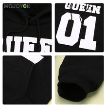 Casual Letter Print Hoodies Women Men Long Sleeve King Queen Printing Loose Sweartershirt Women Men Tops Black Hoodie 1STL ELY