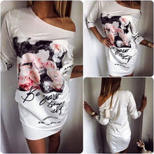Casual Print Dress Printing Loose Bodycon Formal Party Dress Round Neck Floral Above-knee Length Dresses Vestidos ELY