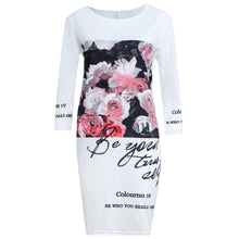 Casual Print Dress Printing Loose Bodycon Formal Party Dress Round Neck Floral Above-knee Length Dresses Vestidos ELY