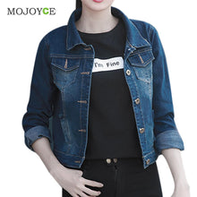 Casual Short Denim Jacket Women Slim Long Sleeve Coat Fitness Jean Jacket Blue Denim chaquetas mujer Plus Size ELY