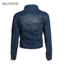 Casual Short Denim Jacket Women Slim Long Sleeve Coat Fitness Jean Jacket Blue Denim chaquetas mujer Plus Size ELY