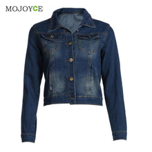 Casual Short Denim Jacket Women Slim Long Sleeve Coat Fitness Jean Jacket Blue Denim chaquetas mujer Plus Size ELY