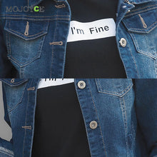 Casual Short Denim Jacket Women Slim Long Sleeve Coat Fitness Jean Jacket Blue Denim chaquetas mujer Plus Size ELY