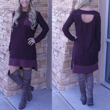 Casual Stitching Backless Women Dress Vestido O-Neck Splice Long Sleeved Dress Purple Dress Vestido De Festa ELY