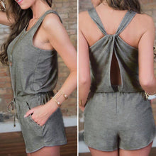 Casual Women Jumpsuit Gray Sleeveless Strap Halter Playsuit Beach Shorts Bodysuit Combinaison Femme Rompers 1STL ELY