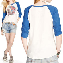 Casual Women Shirts Street Style T Shirt Three Quarter Sleeve Indiana Chief Print Colorful Tops Cotton Graphic Tops Tee ELY