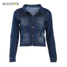 Casual Women Short Jean Jackets Blue Slim Pockets Button Jeans Coat Bomber Jacket Long Sleeve Coat Slim Denim Jacket Outerwear ELY