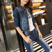Casual Women Short Jean Jackets Blue Slim Pockets Button Jeans Coat Bomber Jacket Long Sleeve Coat Slim Denim Jacket Outerwear ELY