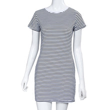 Casual Women Dress Casual Short Sleeve Round Neck Party Mini Striped Dress Plus Size Vestido Beach Dress Vestidos 1STL ELY