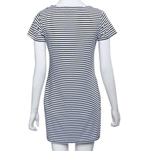 Casual Women Dress Casual Short Sleeve Round Neck Party Mini Striped Dress Plus Size Vestido Beach Dress Vestidos 1STL ELY