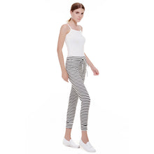 Casual sexy white striped pants slim elastic high waist women trousers bodycon knitted long pants ELY