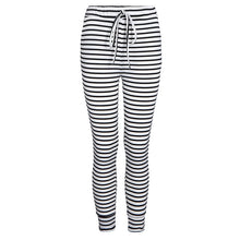 Casual sexy white striped pants slim elastic high waist women trousers bodycon knitted long pants ELY
