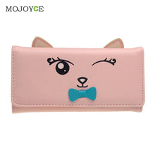 Cat Ears PU Women Leather Wallet Cartoon Cat Print ID Credit Card Holder Coin Purses Long Brand Designer Bifold Purse Bolsa ELY
