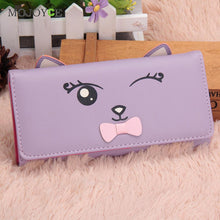 Cat Ears PU Women Leather Wallet Cartoon Cat Print ID Credit Card Holder Coin Purses Long Brand Designer Bifold Purse Bolsa ELY