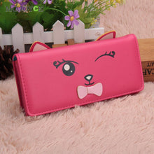 Cat Ears PU Women Leather Wallet Cartoon Cat Print ID Credit Card Holder Coin Purses Long Brand Designer Bifold Purse Bolsa ELY