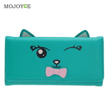 Cat Ears PU Women Leather Wallet Cartoon Cat Print ID Credit Card Holder Coin Purses Long Brand Designer Bifold Purse Bolsa ELY