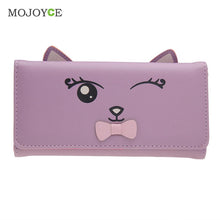 Cat Ears PU Women Leather Wallet Cartoon Cat Print ID Credit Card Holder Coin Purses Long Brand Designer Bifold Purse Bolsa ELY