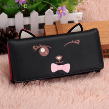 Cat Ears PU Women Leather Wallet Cartoon Cat Print ID Credit Card Holder Coin Purses Long Brand Designer Bifold Purse Bolsa ELY