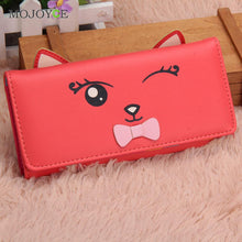 Cat Ears PU Women Leather Wallet Cartoon Cat Print ID Credit Card Holder Coin Purses Long Brand Designer Bifold Purse Bolsa ELY